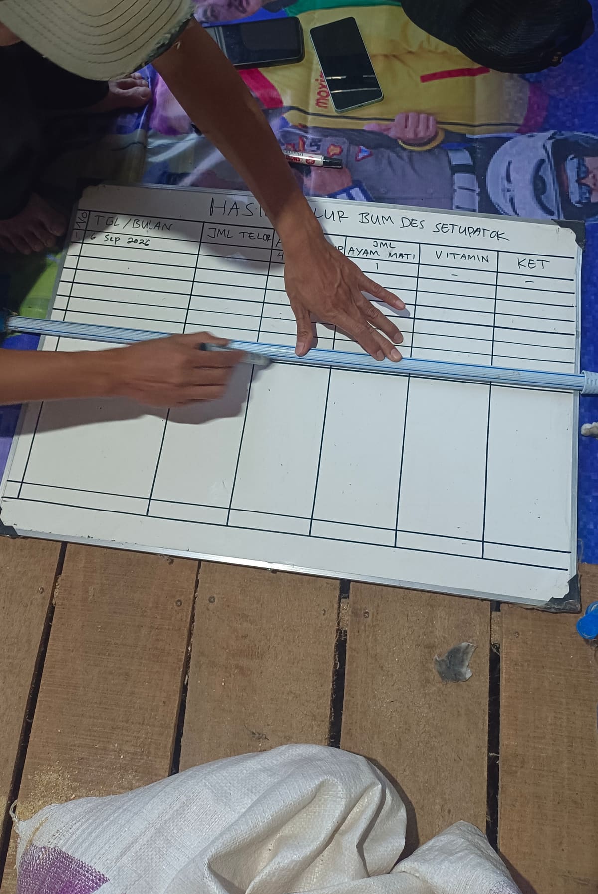 Tingkatkan Ketertiban Pencatatan, BUMDes Pagar Bumi Sejahtera Perbarui Garis Whiteboard Data Ayam Petelur - foto 2